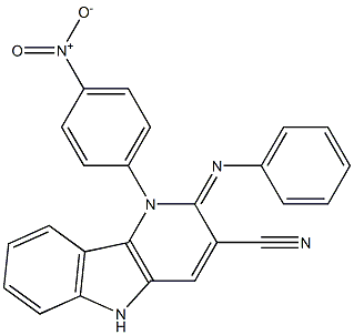 1-(4-nitrophenyl)-2-phenylimino-2,5-dihydro-1H-pyrido[3,2-b]indole-3-carbonitrile 结构式