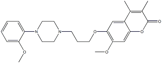 7-methoxy-6-(3-(4-(2-methoxyphenyl)piperazin-1-yl)propoxy)3,4-dimethyl-2H-1-benzopyran-2-one 结构式