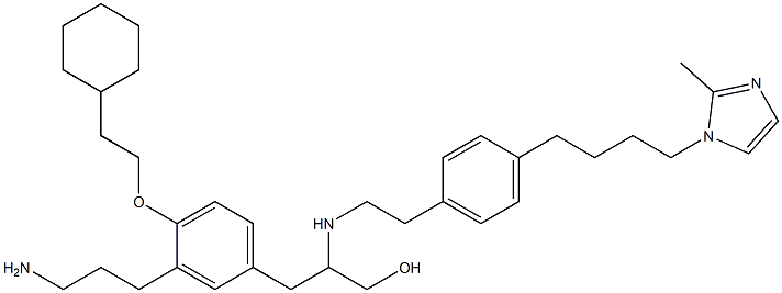 N-(1-((3-(aminopropyl)-4-(cyclohexylethoxy)phenyl)methyl)-2-hydroxyethyl)-4-((2-methyl-1H-imidazol-1-yl)butyl)benzeneethanamine 结构式