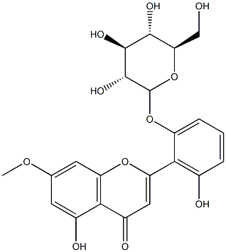 5,2',6'-trihydroxy-7-methoxyflavone 2'-O-glucopyranoside 结构式