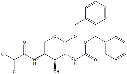 benzyl 2-benzyloxycarbonylamino-4-dichloroacetamido-2,4-dideoxyxylopyranoside 结构式