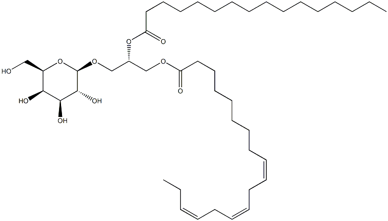 1-O-ALPHA-LINOLENOYL-2-O-PALMITOYL-3-O-BETA-GALACTOPYRANOSYL-SN-GLYCEROL 结构式