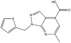 6-METHYL-1-(THIEN-2-YLMETHYL)-1H-PYRAZOLO[3,4-B]PYRIDINE-4-CARBOXYLIC ACID 结构式