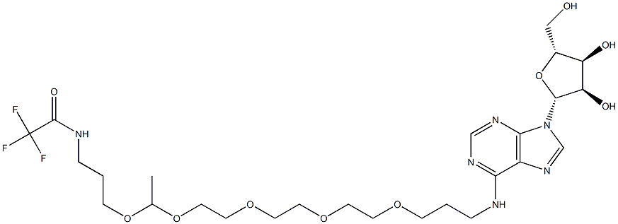 N6-{((((3-TRIFLUOROACETAMIDOPROPOXY(ETHOXY))ETHOXY)ETHOXY)ETHOXY)-PROPYL}ADENOSINE 结构式