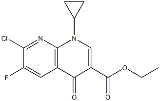 ETHYL 1-CYCLOPROPYL-6-FLUORO-7-CHLORO-4-OXO-1,4-DIHYDRO-1,8- NAPTHYRIDINE-3-CARBOXYLATE 结构式