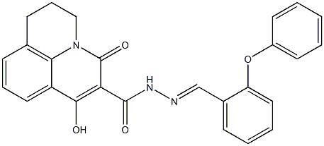 7-hydroxy-5-oxo-N'-[(E)-(2-phenoxyphenyl)methylidene]-2,3-dihydro-1H,5H-pyrido[3,2,1-ij]quinoline-6-carbohydrazide 结构式