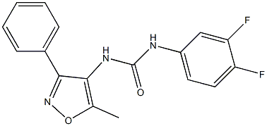 N-(3,4-difluorophenyl)-N'-(5-methyl-3-phenylisoxazol-4-yl)urea 结构式