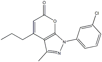 1-(3-chlorophenyl)-3-methyl-4-propyl-1,6-dihydropyrano[2,3-c]pyrazol-6-one 结构式
