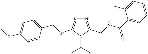 N-({4-isopropyl-5-[(4-methoxybenzyl)sulfanyl]-4H-1,2,4-triazol-3-yl}methyl)-2-methylbenzenecarboxamide 结构式