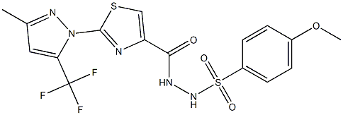 4-methoxy-N'-({2-[3-methyl-5-(trifluoromethyl)-1H-pyrazol-1-yl]-1,3-thiazol-4-yl}carbonyl)benzenesulfonohydrazide 结构式