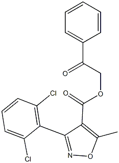 2-oxo-2-phenylethyl 3-(2,6-dichlorophenyl)-5-methylisoxazole-4-carboxylate 结构式