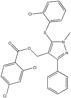 {5-[(2-chlorophenyl)sulfanyl]-1-methyl-3-phenyl-1H-pyrazol-4-yl}methyl 2,4-dichlorobenzenecarboxylate 结构式