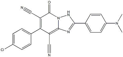 7-(4-chlorophenyl)-2-[4-(dimethylamino)phenyl]-5-oxo-3,5-dihydro[1,2,4]triazolo[1,5-a]pyridine-6,8-dicarbonitrile 结构式