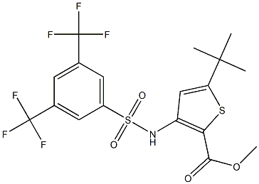methyl 5-(tert-butyl)-3-({[3,5-di(trifluoromethyl)phenyl]sulfonyl}amino)thiophene-2-carboxylate 结构式