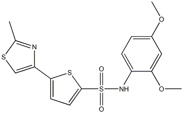 N2-(2,4-dimethoxyphenyl)-5-(2-methyl-1,3-thiazol-4-yl)thiophene-2-sulfonamide 结构式