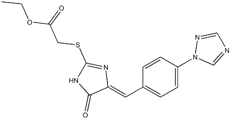 ethyl 2-[(5-oxo-4-{(E)-[4-(1H-1,2,4-triazol-1-yl)phenyl]methylidene}-4,5-dihydro-1H-imidazol-2-yl)sulfanyl]acetate 结构式