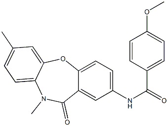 N-(7,10-dimethyl-11-oxo-10,11-dihydrodibenzo[b,f][1,4]oxazepin-2-yl)-4-methoxybenzenecarboxamide 结构式