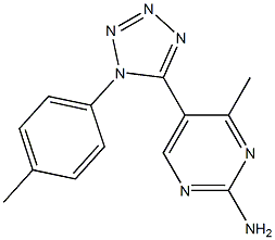 4-methyl-5-[1-(4-methylphenyl)-1H-1,2,3,4-tetraazol-5-yl]pyrimidin-2-amine 结构式