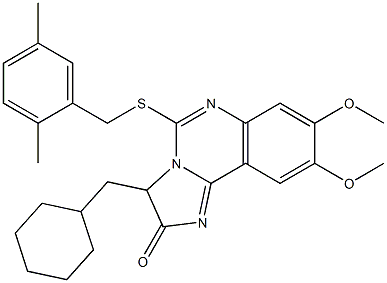 3-(cyclohexylmethyl)-5-[(2,5-dimethylbenzyl)sulfanyl]-8,9-dimethoxyimidazo[1,2-c]quinazolin-2(3H)-one 结构式