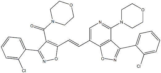 (3-(2-chlorophenyl)-5-{2-[3-(2-chlorophenyl)-4-morpholinoisoxazolo[4,5-c]pyridin-7-yl]vinyl}-4-isoxazolyl)(morpholino)methanone 结构式