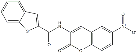 N2-(6-nitro-2-oxo-2H-chromen-3-yl)benzo[b]thiophene-2-carboxamide 结构式