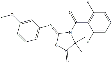 (2,6-difluorophenyl){2-[(3-methoxyphenyl)imino]-4,4-dimethyl-5-methylidene-1,3-thiazolan-3-yl}methanone 结构式