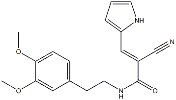 N1-(3,4-dimethoxyphenethyl)-2-cyano-3-(1H-pyrrol-2-yl)acrylamide 结构式