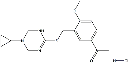1-(3-{[(5-cyclopropyl-1,4,5,6-tetrahydro-1,3,5-triazin-2-yl)thio]methyl}-4-methoxyphenyl)ethan-1-one hydrochloride 结构式