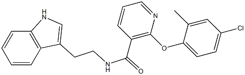 2-(4-chloro-2-methylphenoxy)-N-[2-(1H-indol-3-yl)ethyl]nicotinamide 结构式