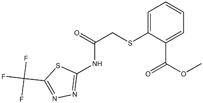 methyl 2-[(2-oxo-2-{[5-(trifluoromethyl)-1,3,4-thiadiazol-2-yl]amino}ethyl)sulfanyl]benzenecarboxylate 结构式