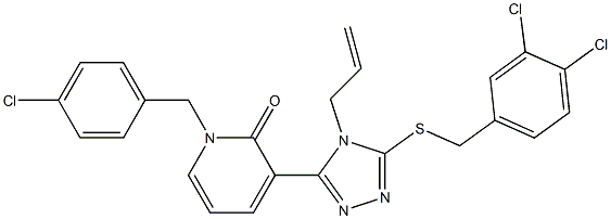 3-{4-allyl-5-[(3,4-dichlorobenzyl)sulfanyl]-4H-1,2,4-triazol-3-yl}-1-(4-chlorobenzyl)-2(1H)-pyridinone 结构式