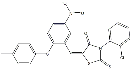 3-(2-chlorophenyl)-5-({2-[(4-methylphenyl)sulfanyl]-5-nitrophenyl}methylene)-2-thioxo-1,3-thiazolan-4-one 结构式