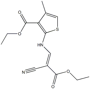 ethyl 2-[(2-cyano-3-ethoxy-3-oxoprop-1-enyl)amino]-4-methylthiophene-3-carb oxylate 结构式