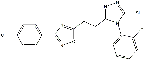 5-{2-[3-(4-chlorophenyl)-1,2,4-oxadiazol-5-yl]ethyl}-4-(2-fluorophenyl)-4H-1,2,4-triazole-3-thiol 结构式