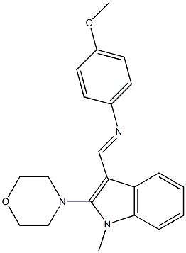 4-methoxy-N-[(E)-(1-methyl-2-morpholino-1H-indol-3-yl)methylidene]aniline 结构式