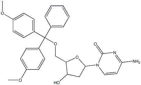 4-amino-1-(5-{[bis(4-methoxyphenyl)(phenyl)methoxy]methyl}-4-hydroxytetrahydrofuran-2-yl)pyrimidin-2(1H)-one 结构式