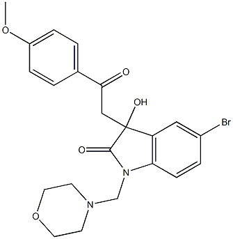 5-bromo-3-hydroxy-3-[2-(4-methoxyphenyl)-2-oxoethyl]-1-(morpholinomethyl)indolin-2-one 结构式