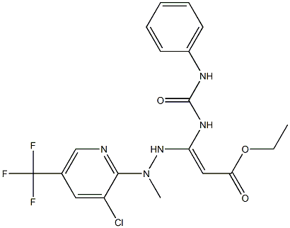 ethyl 3-[(anilinocarbonyl)amino]-3-{2-[3-chloro-5-(trifluoromethyl)-2-pyridinyl]-2-methylhydrazino}acrylate 结构式