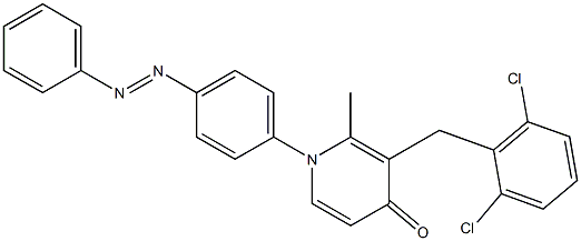 3-(2,6-dichlorobenzyl)-2-methyl-1-{4-[(E)-2-phenyldiazenyl]phenyl}-4(1H)-pyridinone 结构式