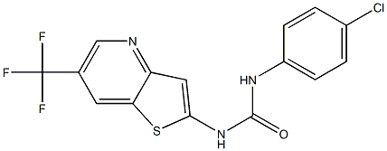 N-(4-chlorophenyl)-N'-[6-(trifluoromethyl)thieno[3,2-b]pyridin-2-yl]urea 结构式