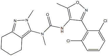 N'-[3-(2,6-dichlorophenyl)-5-methyl-4-isoxazolyl]-N-methyl-N-(2-methyl-4,5,6,7-tetrahydro-2H-3-indazolyl)urea 结构式