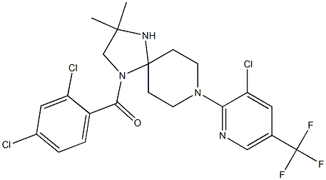 {8-[3-chloro-5-(trifluoromethyl)-2-pyridinyl]-3,3-dimethyl-1,4,8-triazaspiro[4.5]dec-1-yl}(2,4-dichlorophenyl)methanone 结构式