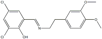 2,4-dichloro-6-{[(3,4-dimethoxyphenethyl)imino]methyl}phenol 结构式