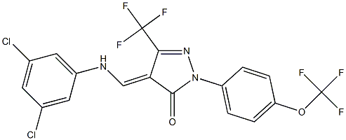 4-[(3,5-dichloroanilino)methylene]-2-[4-(trifluoromethoxy)phenyl]-5-(trifluoromethyl)-2,4-dihydro-3H-pyrazol-3-one 结构式