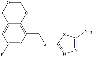 5-{[(6-fluoro-4H-1,3-benzodioxin-8-yl)methyl]thio}-1,3,4-thiadiazol-2-amine 结构式