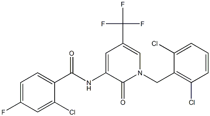 2-chloro-N-[1-(2,6-dichlorobenzyl)-2-oxo-5-(trifluoromethyl)-1,2-dihydro-3-pyridinyl]-4-fluorobenzenecarboxamide 结构式