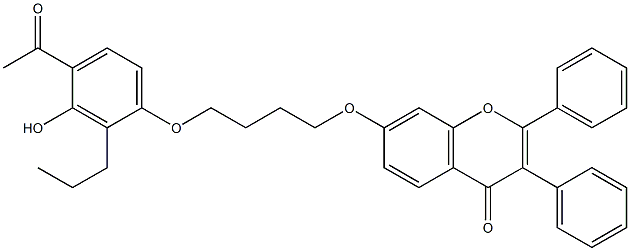 7-[4-(4-acetyl-3-hydroxy-2-propylphenoxy)butoxy]-2,3-diphenyl-4H-4-chromenone 结构式