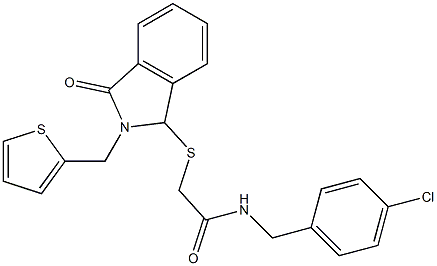 N-(4-chlorobenzyl)-2-{[3-oxo-2-(2-thienylmethyl)-2,3-dihydro-1H-isoindol-1-yl]sulfanyl}acetamide 结构式