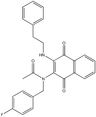 N-[1,4-dioxo-3-(phenethylamino)-1,4-dihydro-2-naphthalenyl]-N-(4-fluorobenzyl)acetamide 结构式