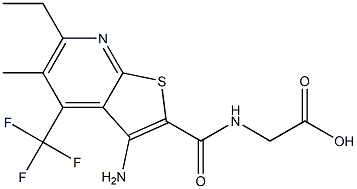 2-({[3-amino-6-ethyl-5-methyl-4-(trifluoromethyl)thieno[2,3-b]pyridin-2-yl]carbonyl}amino)acetic acid 结构式